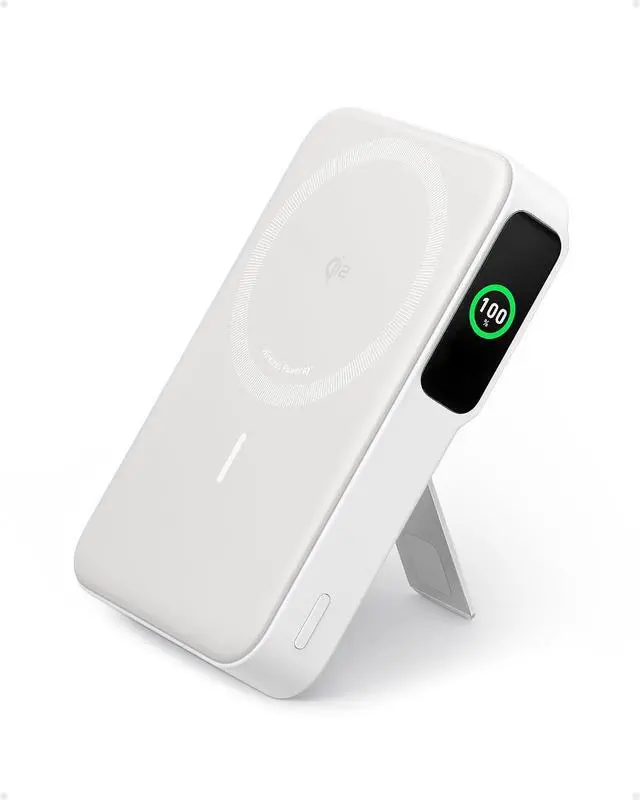 Main image of MagGo Power Bank, Qi2 Certified 15W Ultra-Fast MagSafe-Compatible Portable Charger, 10,000mAh Battery Pack with Smart Display & Foldable Stand, For iPhone 16/15/14/13 Only (USB-C Cable Included)