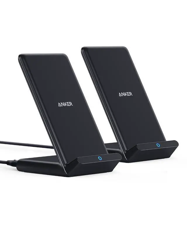 Main image of 313 Wireless Charger (Stand), Qi-Certified for iPhone 15/14 / 13/12 / 11 / X / 8, 10W Max for Galaxy S23 / S22 / S21, Micro-USB (Black, 2-Pack, 9V / 2A Adapter Required, Not Included)