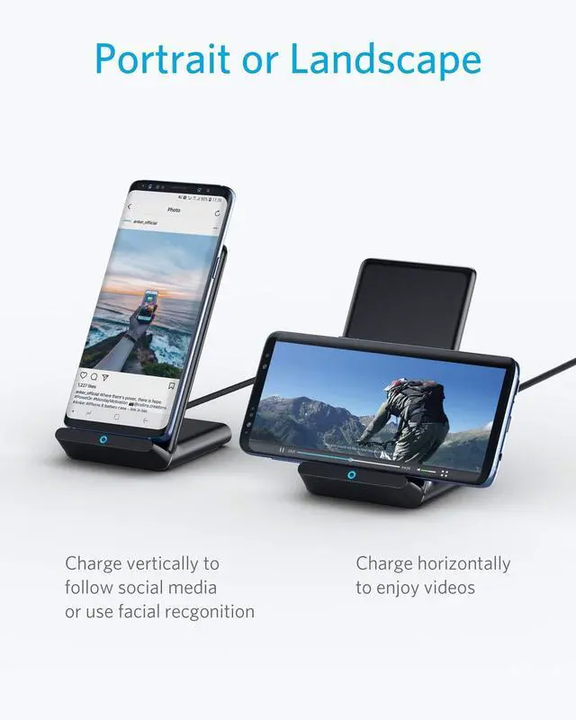 Alt view image 4 of 7 - 313 Wireless Charger (Stand), Qi-Certified for iPhone 15/14 / 13/12 / 11 / X / 8, 10W Max for Galaxy S23 / S22 / S21, Micro-USB (Black, 2-Pack, 9V / 2A Adapter Required, Not Included)