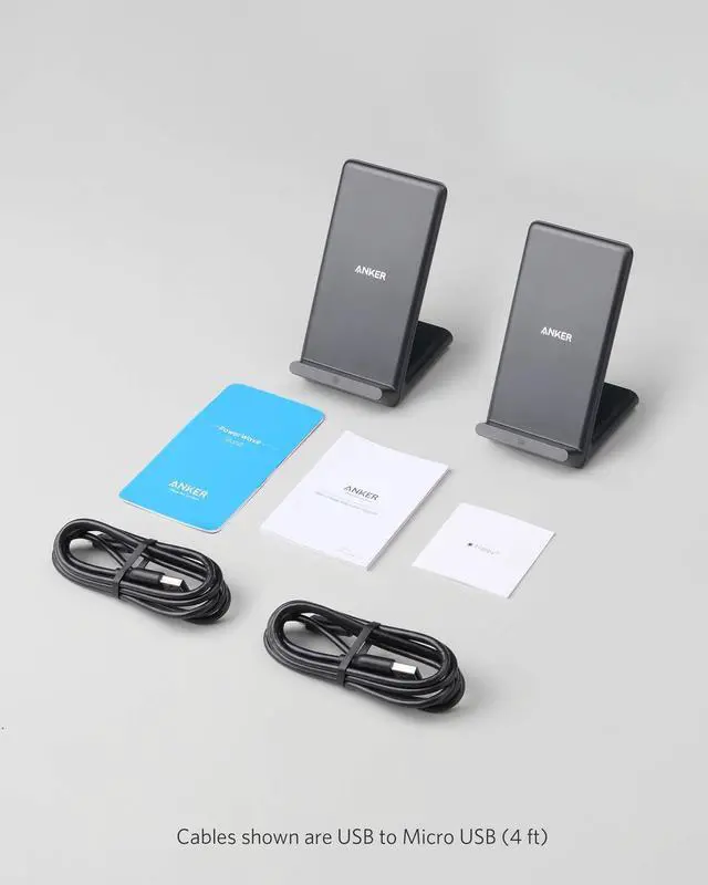 Alt view image 7 of 7 - 313 Wireless Charger (Stand), Qi-Certified for iPhone 15/14 / 13/12 / 11 / X / 8, 10W Max for Galaxy S23 / S22 / S21, Micro-USB (Black, 2-Pack, 9V / 2A Adapter Required, Not Included)