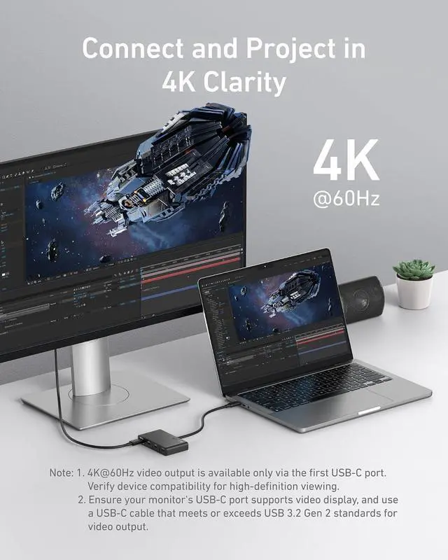 Alt view image 3 of 7 - USB-C Hub, USBC to 4-Port USBC Adapter, Multiport USB C Splitter, USB 3.2 Display Hub with 100W Max PD & Max 10Gbps Fast Data Transfer for MacBook Pro, iPad, Surface Pro, Dell and More