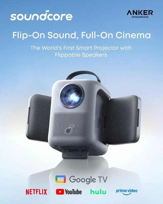 Alt view image 2 of 7 - Nebula P1i Portable Projector with WiFi and Bluetooth by soundcore, Flippable Design,1080P FHD, 4K Support, 380 ANSI Lumens, Auto Focus/Keystone, All-Glass Lens, Built-in Speaker