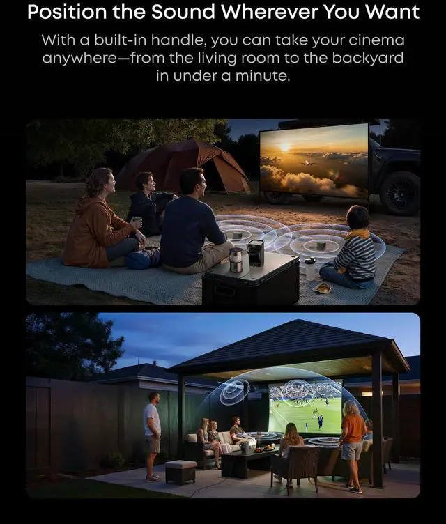 Alt view image 7 of 7 - soundcore Nebula P1 Portable GTV Projector with Detachable Speakers, 650 ANSI Lumens, 1080P, 20W Truly 2.0 Surround Sound, Dolby Audio, Built-In Gimbal, Auto Adjustment, 180" Big Screen, Carry Handle