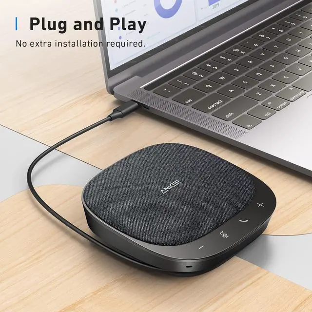 Alt view image 3 of 7 - Anker PowerConf S330 USB Speakerphone, Conference Microphone for Home Office, Smart Voice Enhancement, Plug and Play, 360° Voice Coverage, Powerful Sound, Desktop PC Speaker, Online Meetings