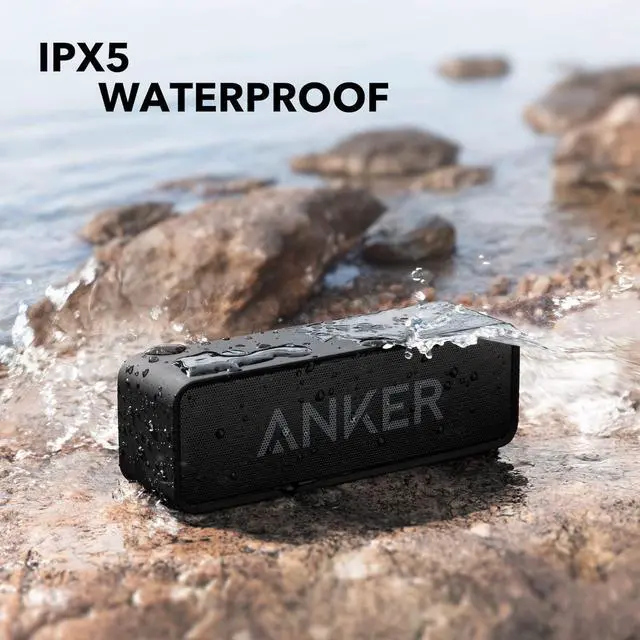 Alt view image 4 of 7 - Soundcore Upgraded Bluetooth Speaker with IPX5 Waterproof, Stereo Sound, 24H Playtime, Portable Wireless Speaker for iPhone, Samsung and More (Black)