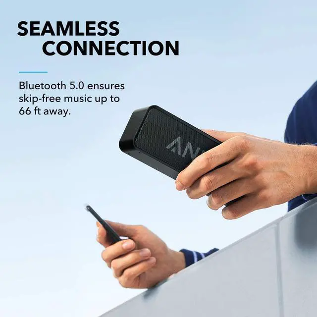 Alt view image 5 of 7 - Soundcore Upgraded Bluetooth Speaker with IPX5 Waterproof, Stereo Sound, 24H Playtime, Portable Wireless Speaker for iPhone, Samsung and More (Black)