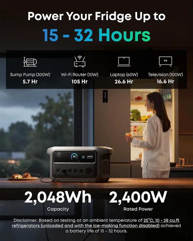 Alt view image 2 of 7 - SOLIX C2000 Gen 2 Portable Power Station with 200W Bifacial Solar Panel, 2,400W (Peak 4,000W) Solar Generator, Full Charge in 58 Min, 2,048Wh LiFePO4 Battery for Power Outages and Camping