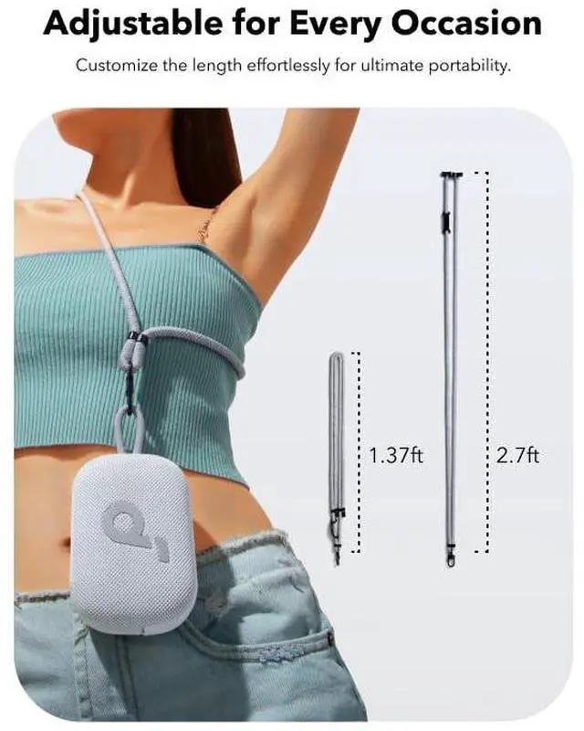 Alt view image 7 of 7 - Phone lanyard for Neck or Shoulder, Adjustable Cell phone Strap Compatible with Car Keys and Keychains, Lanyard for Select 4 Go Speaker (Gray)