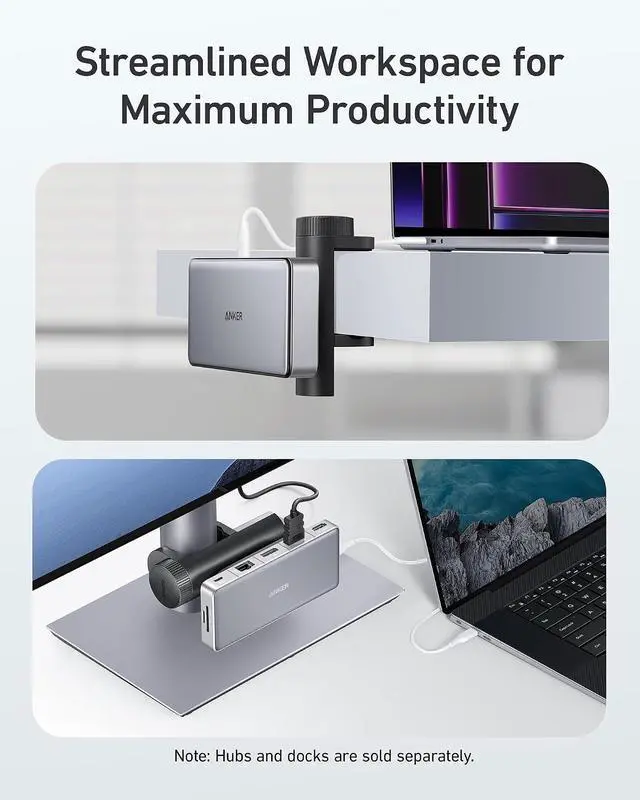Alt view image 2 of 5 - Hub Mounting Kit with Adjustable Design, Compatible with Anker USB-C Hubs, USB4 Docking Stations, Thunderbolt 4 Docking Stations, and More