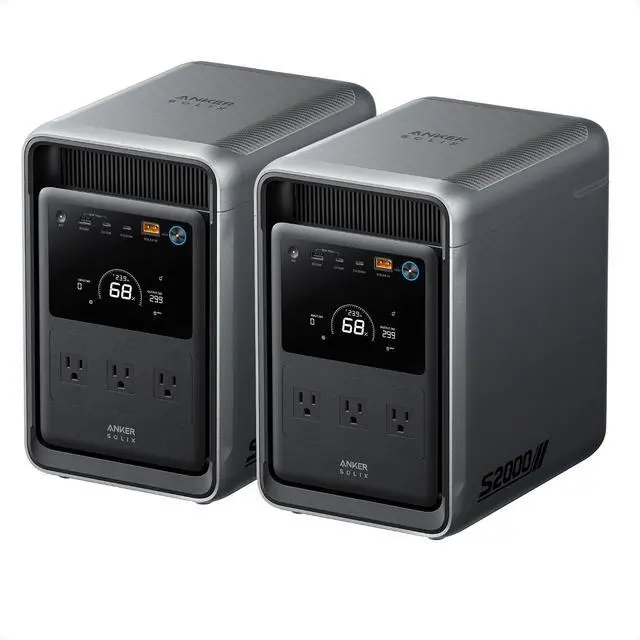 Main image of SOLIX S2000 Portable Power Station (2 Pack), 1500W Solar Generator for Home Use, Up to 35-Hr Fridge Backup, 4,020Wh LFP Battery for Home Backup, Emergencies, Power Outages, Camping