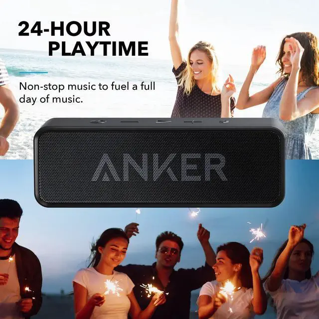 Alt view image 3 of 7 - Soundcore Upgraded Bluetooth Speaker with IPX5 Waterproof, Stereo Sound, 24H Playtime, Portable Wireless Speaker for iPhone, Samsung and More (Black)