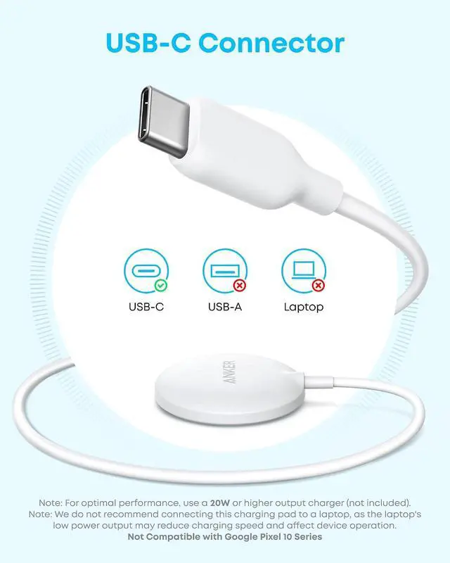 Alt view image 6 of 6 - Zolo Magnetic Wireless Charger, Qi2 Certified 15W MagSafe-Compatible Wireless Charging Pad, for iPhone 17/16/15/14/13/12 Series, AirPods, and More (1 Pack, Not for Pixel, Adapter Not Included)