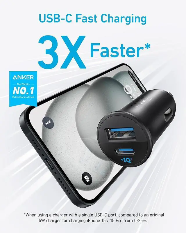 Alt view image 2 of 7 - USB-C Car Charger, 2-Pack 30W 2-Port Type-C Car Adapter, Cigarette Lighter Adapter with Power IQ 3.0, for iPhone 17/16/15/14 Series, Samsung Galaxy S25/S24/S23/S22/S21 Series, iPad Pro, AirPods