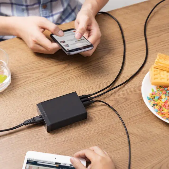 Alt view image 2 of 7 - Desktop Charger, 60W 6 Port USB Multiple Charging Hub, PowerPort 6 Multiple USB Charger, Campatible with iPhone, iPad, MacBook, Galaxy, LG, HTC, and More