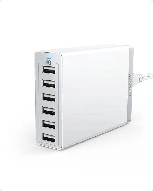 Main image of Desktop Charger, 60W 6 Port USB Multiple Charging Hub, PowerPort 6 Multiple USB Charger, Campatible with iPhone, iPad, MacBook, Galaxy, LG, HTC, and More