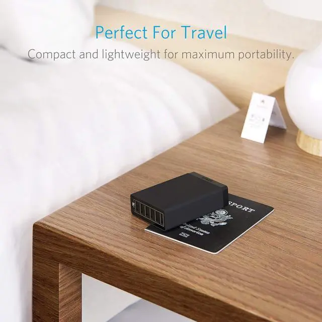 Alt view image 4 of 7 - Desktop Charger, 60W 6 Port USB Multiple Charging Hub, PowerPort 6 Multiple USB Charger, Campatible with iPhone, iPad, MacBook, Galaxy, LG, HTC, and More