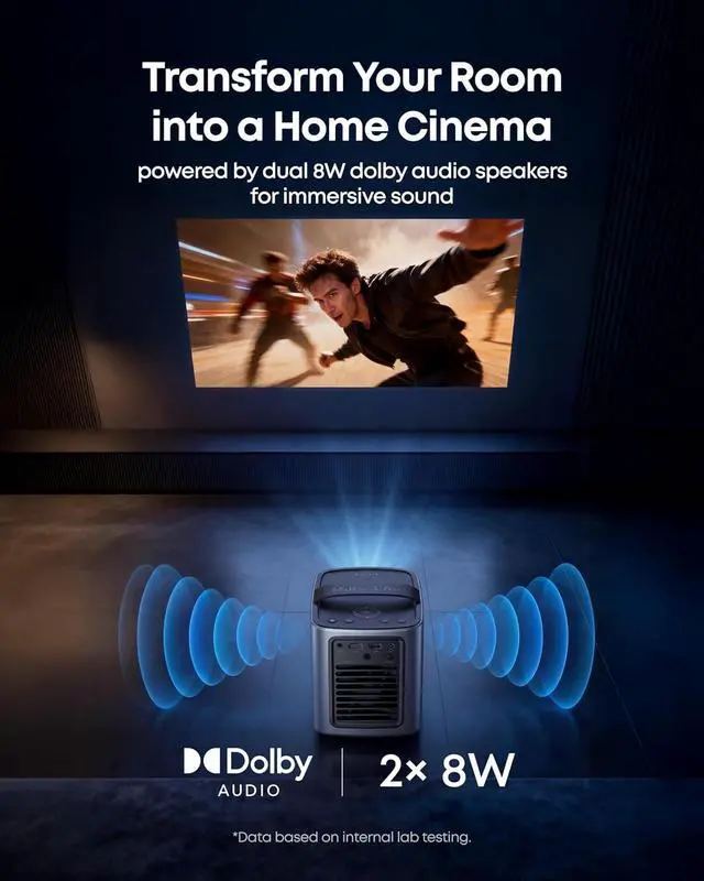 Alt view image 3 of 7 - NEBULA Mars 3 Air GTV Projector - Netflix Officially Licensed, 400 ANSI-Lumen Brightness, Native 1080P, Dolby Digital Sound,150-Inch Picture, Built-In Battery for 2.5 Hours of Playtime Anywhere.
