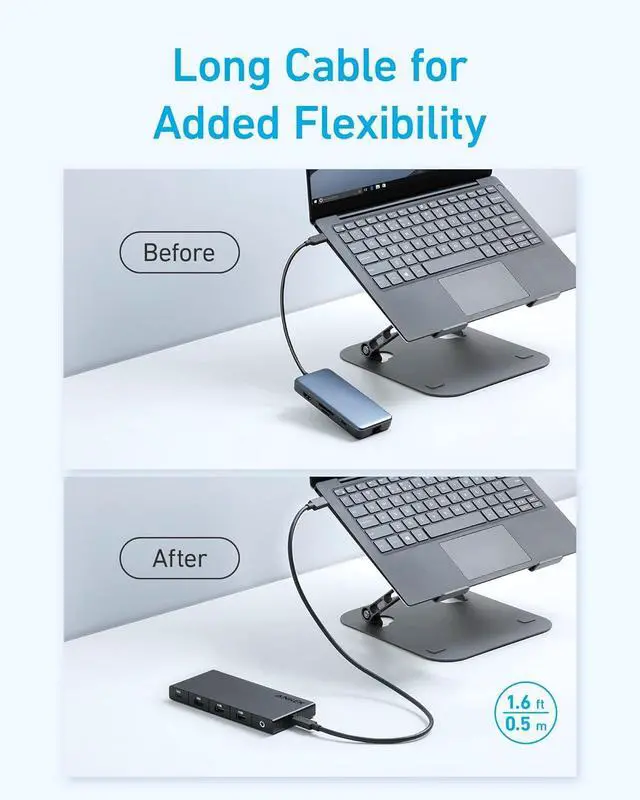 Alt view image 7 of 7 - USB C Hub (10-in-1) Dual Monitor with 4K HDMI Max 100W Power Delivery Dual 4K HDMI Ports 4 USB-A/USB-C Data Ports Ethernet and SD Card Reader for Laptop ThinkPad and More