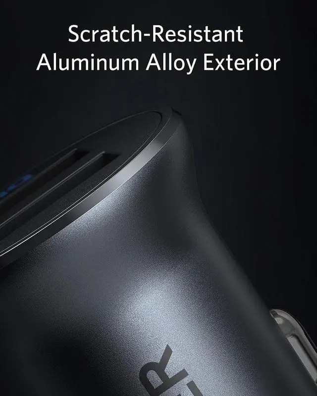 Alt view image 4 of 7 - 320 Car Charger (24W II), Mini Aluminum Alloy Dual USB with Blue LED for iPhone 16 15 14 13 12 Series, iPad Pro/Air 2/Mini, Galaxy and More - Not Compatible with Quick Charge (Black)