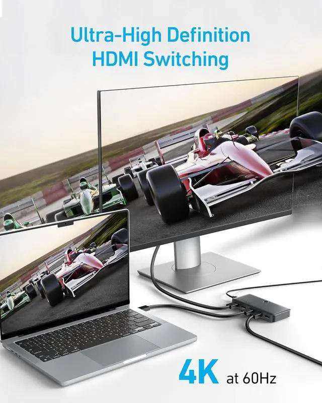 Alt view image 4 of 7 - HDMI Switch, 4K@60Hz HDMI Switcher, 4 in 1 Out with Smooth Finish, Supports HDR/3D/Dolby/DTS, Compatible with Laptops,PC,Xbox,PS5/PS4,Projector(Charger and Remote Control Batteries Not Included)