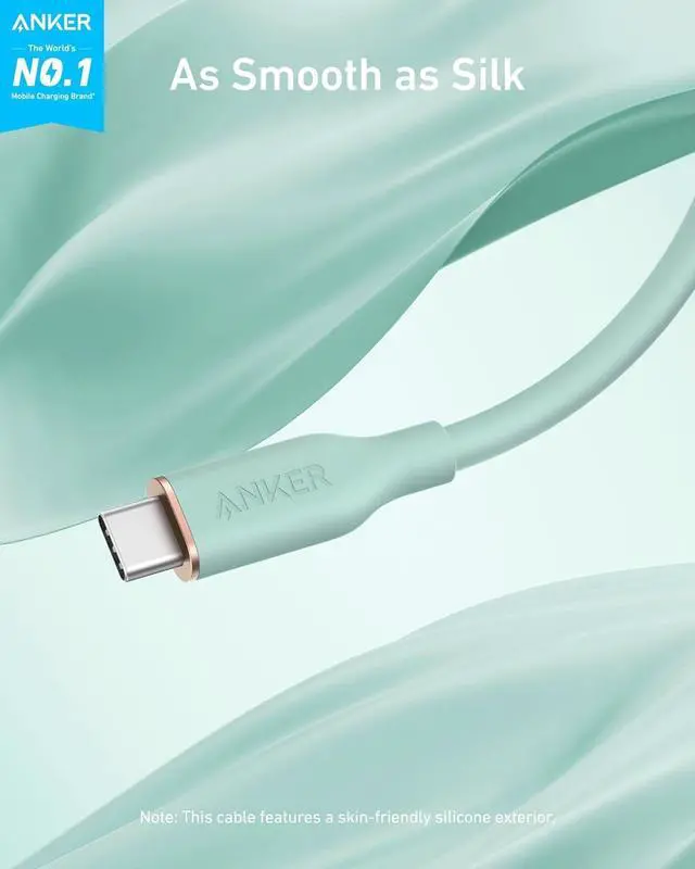 Alt view image 2 of 6 - USB C Cable, Type C Fast Charging Flow Cord for iPhone 1716/15 Series, MacBook Pro 2020, and More (USB 2.0,240W, 1 Pack, Green, 6FT)