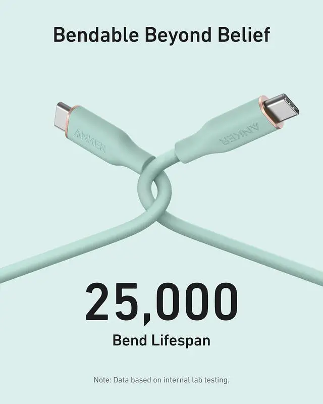 Alt view image 5 of 6 - USB C Cable, Type C Fast Charging Flow Cord for iPhone 1716/15 Series, MacBook Pro 2020, and More (USB 2.0,240W, 1 Pack, Green, 6FT)