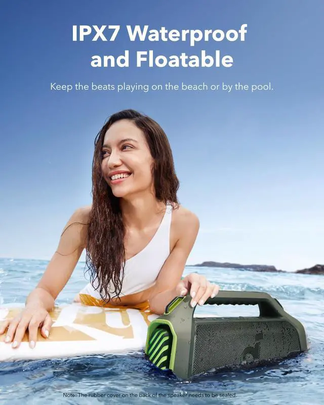 Alt view image 3 of 7 - Boom 2 Plus Portable Speaker By Anker, 140W, 2+2 Channel, BassUp 2.0, 20H Playtime, Fast Charge, IPX7 Waterproof, RGB Lights, Power Bank, Bluetooth 5.3, Outdoor Speakers, Camping, Beach