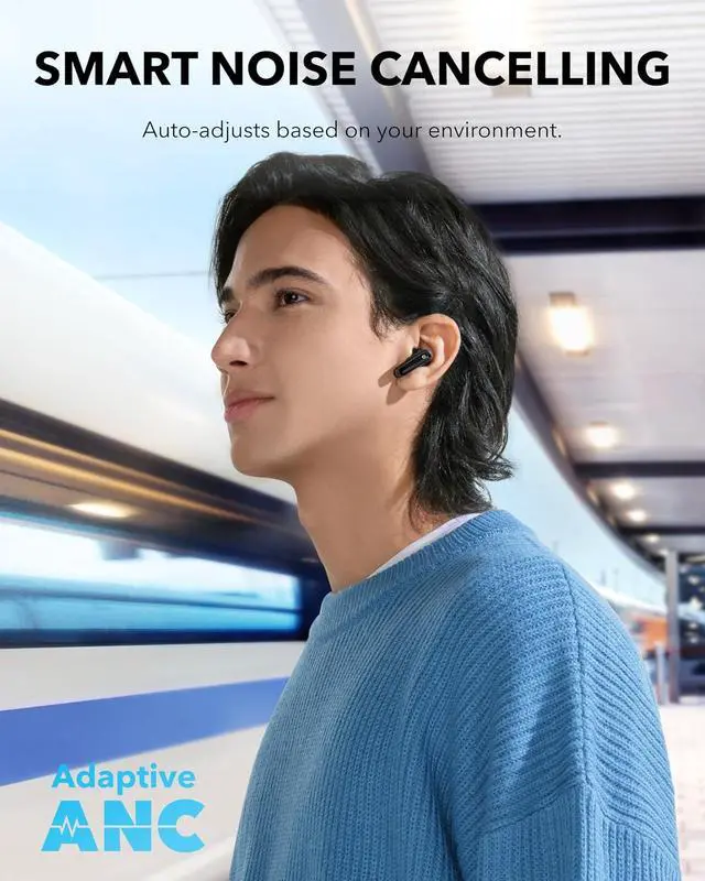 Alt view image 3 of 7 - P40i by Anker, Noise Cancelling Wireless Earbuds, Adaptive Noise Cancelling to Environments, Heavy Bass, 60H Playtime, 2-in-1 Case and Phone Stand, IPX5, Wireless Charging, Bluetooth 5.3
