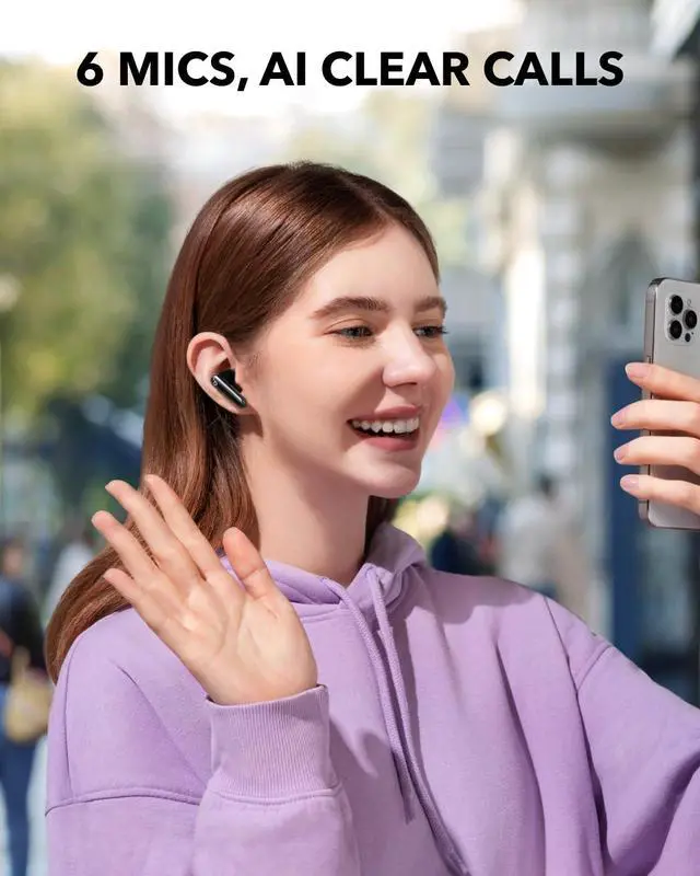 Alt view image 6 of 7 - P40i by Anker, Noise Cancelling Wireless Earbuds, Adaptive Noise Cancelling to Environments, Heavy Bass, 60H Playtime, 2-in-1 Case and Phone Stand, IPX5, Wireless Charging, Bluetooth 5.3