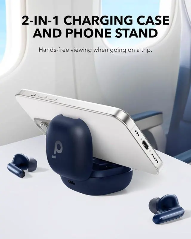 Alt view image 2 of 7 - P40i by Anker, Noise Cancelling Wireless Earbuds, Adaptive Noise Cancelling to Environments, Heavy Bass, 60H Playtime, 2-in-1 Case and Phone Stand, IPX5, Wireless Charging, Bluetooth 5.3