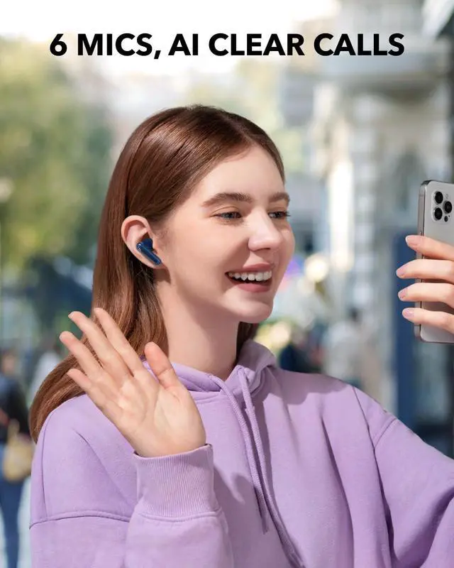 Alt view image 6 of 7 - P40i by Anker, Noise Cancelling Wireless Earbuds, Adaptive Noise Cancelling to Environments, Heavy Bass, 60H Playtime, 2-in-1 Case and Phone Stand, IPX5, Wireless Charging, Bluetooth 5.3