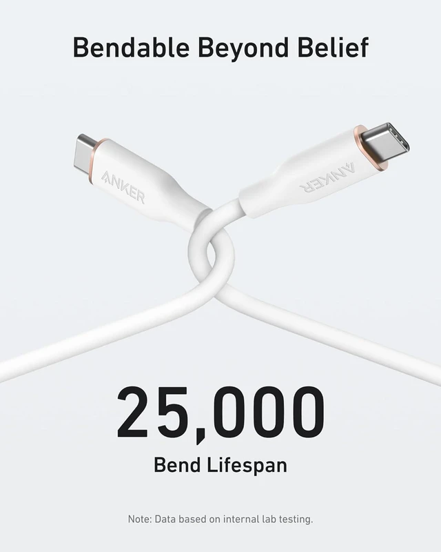 Alt view image 5 of 6 - USB C Cable, Type C Fast Charging Flow Cord for iPhone 1716/15 Series, MacBook Pro 2020, and More (USB 2.0,240W, 1 Pack, White, 3FT)
