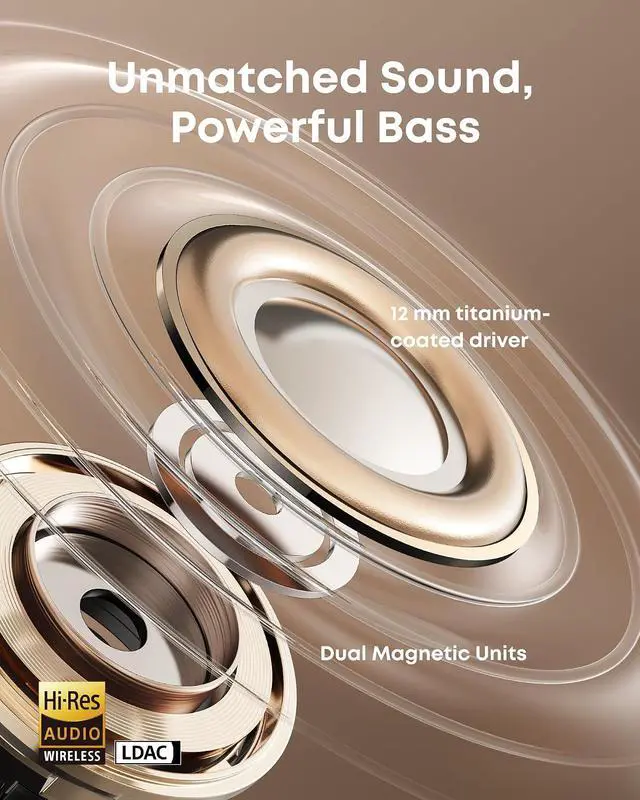 Alt view image 5 of 7 - AeroClip by Anker, Open-Ear Earbuds, Clip-On Headphones, Adaptive Comfort, Clear Calls with 4 Mics and AI, Stable Fit, 12mm Drivers for Powerful Bass, Hi-Res, Open-Ring Design