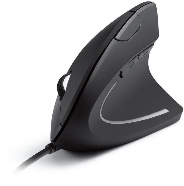 Main image of USB Wired Vertical Mouse, Ergonomic Design Mouse for Computer and Laptop, 5 Buttons, 1000/1600 DPI, Optical Technology, USB Corded - Black