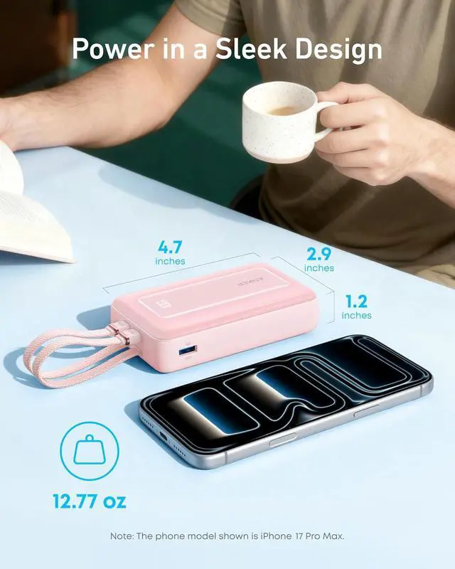 Alt view image 7 of 7 - Power Bank, 20,000mAh 30W Max Fast Portable Charger with Built-in USB-C and MFi Certified Lightning Cables, USB-C&A, Battery Pack for iPhone 17/16/15/14 Series, MacBook, Galaxy