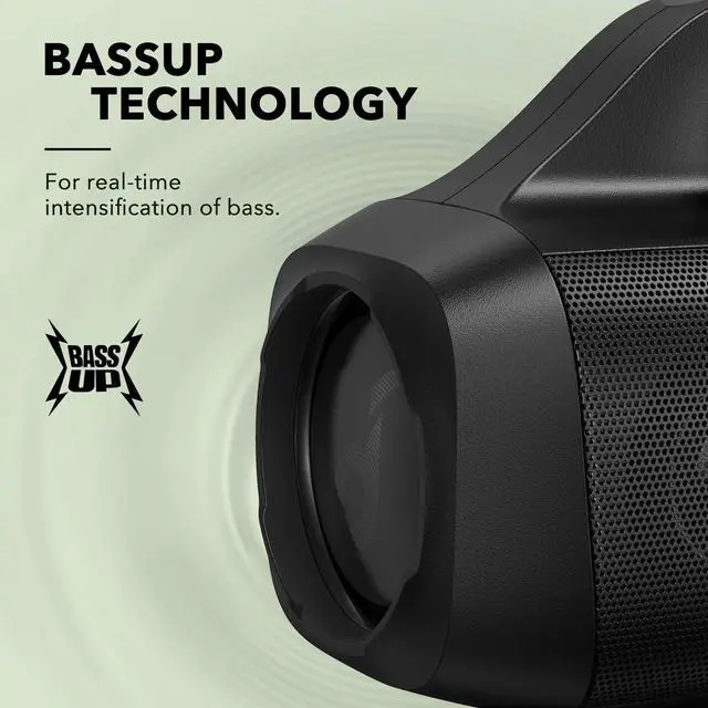 Alt view image 5 of 7 - Soundcore Anker Motion Boom, Portable Bluetooth Speaker, IPX7, BassUp | 24H Playtime, App, Built-in Handle, Outdoor Speaker for Camping, Pool, Beach, Backyard
