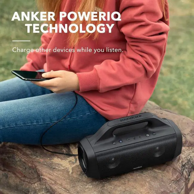 Alt view image 7 of 7 - Soundcore Anker Motion Boom, Portable Bluetooth Speaker, IPX7, BassUp | 24H Playtime, App, Built-in Handle, Outdoor Speaker for Camping, Pool, Beach, Backyard