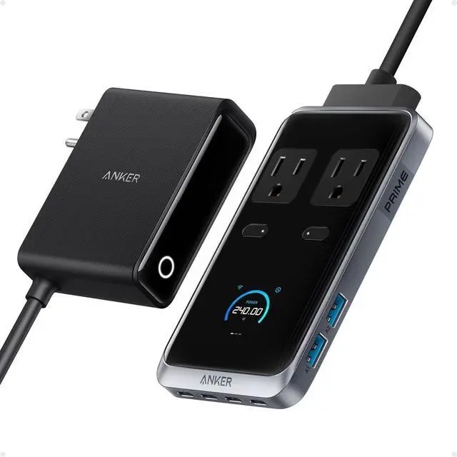 Main image of Prime Charging Station, 240W 8-in-1 USB C Power Strip, 5 ft Detachable Extension Cord, 2 AC, 4 USB C, 2 USB A, for iPhone 15/14, Desktop Accessory for MacBook, Home, Office (Not for Travel)