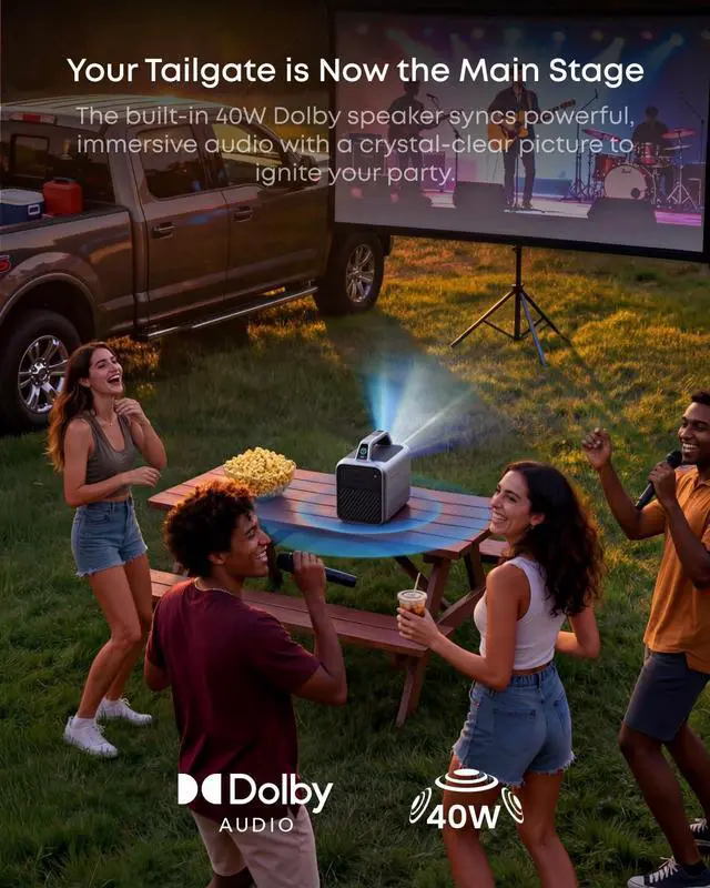 Alt view image 5 of 7 - NEBULA Mars 3 Outdoor Portable Projector, 1000 ANSI Lumens, AI-Powered Image, Built-In Battery with 5 Hour Playtime, Android TV, 200 Inch Home Theater, for Backyard, Office and Business, and Camping