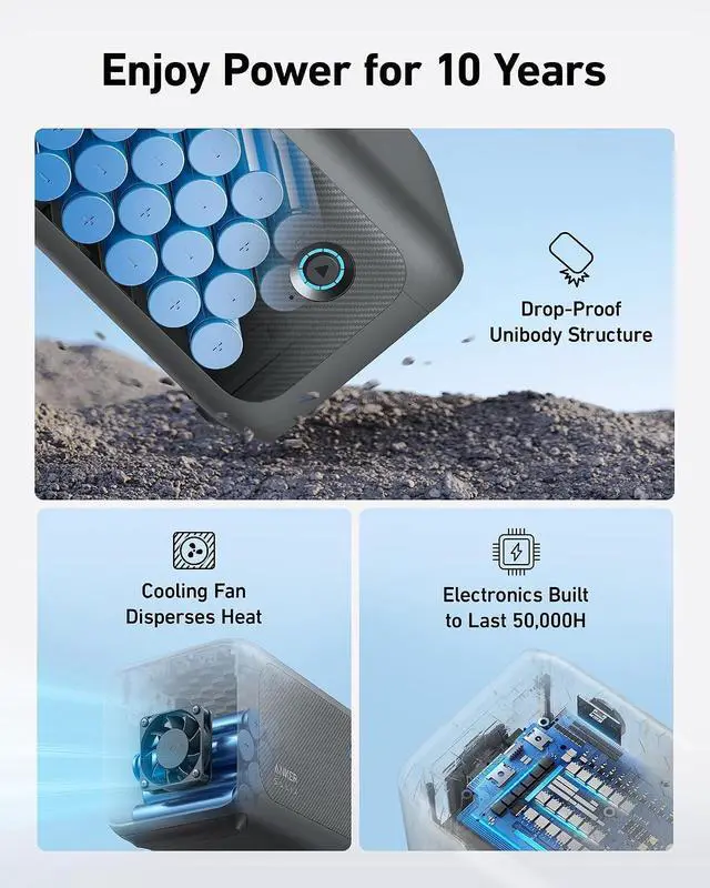 Alt view image 2 of 7 - Anker SOLIX BP1000 Expansion Battery (1056Wh), LiFePO4 Batteries with 10-Year Lifespan, 1056Wh Extra Battery SOLIX C1000