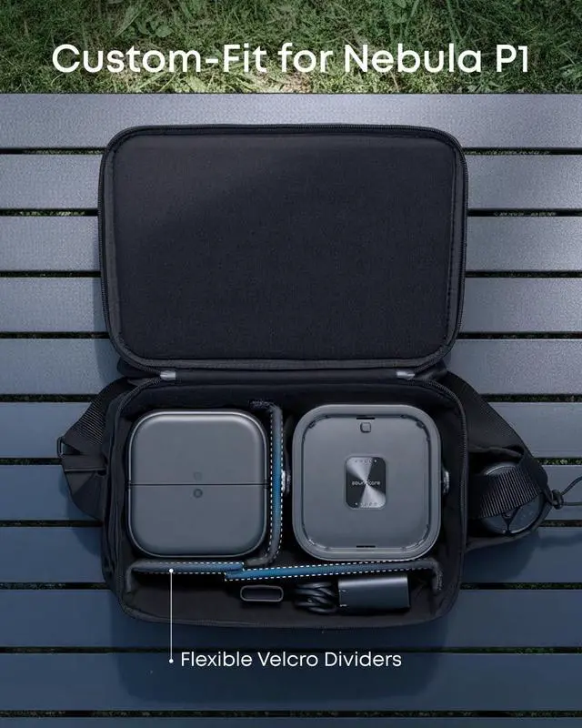 Alt view image 3 of 7 - Nebula Portable Carry Bag for P1&P1i Projector, Compact and Lightweight Travel Case with Adjustable Storage, Shoulder Strap, and Durable Waterproof Polyester Fabric