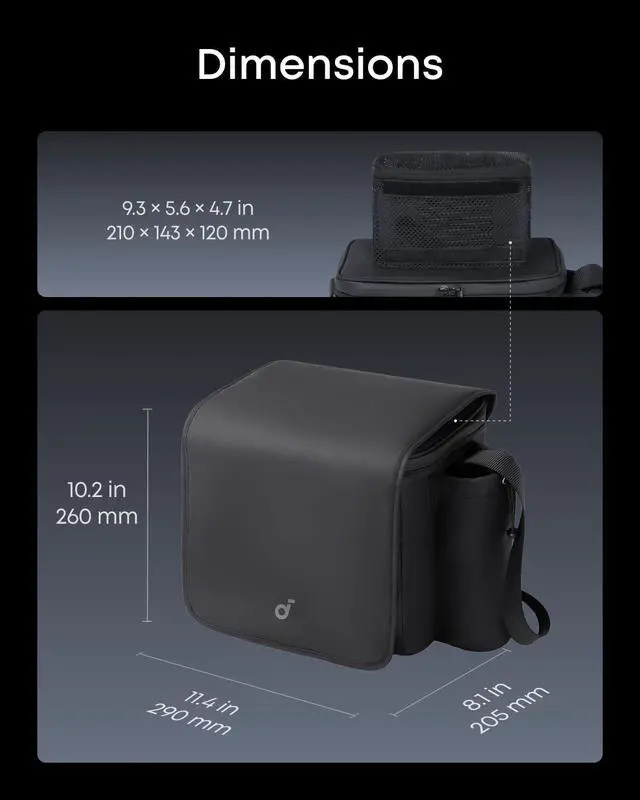 Alt view image 7 of 7 - Nebula Portable Carry Bag for P1&P1i Projector, Compact and Lightweight Travel Case with Adjustable Storage, Shoulder Strap, and Durable Waterproof Polyester Fabric