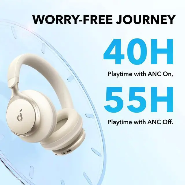 Alt view image 5 of 7 - by Anker Space One Active Noise Cancelling Headphones, with Headphones Case, 2X Stronger Voice Reduction, 40H ANC Playtime, App Control, LDAC Hi-Res Wireless Audio