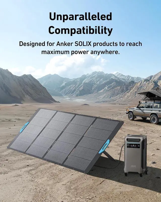 Alt view image 6 of 6 - SOLIX PS400 Solar Panel with Adjustable Kickstand, 400W Foldable Portable Solar Charger, IP67 Waterproof, Smart Sunlight Alignment, for Camping, RVs, and Blackouts