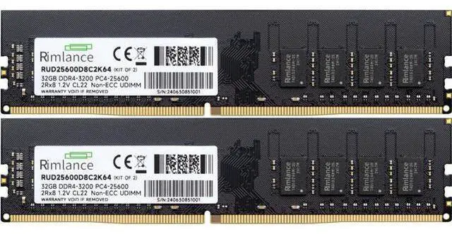 Alt view image 2 of 6 - Rimlance 64GB (2X32GB) 1.2V DDR4 3200MHZ PC4-25600 UDIMM 2RX8