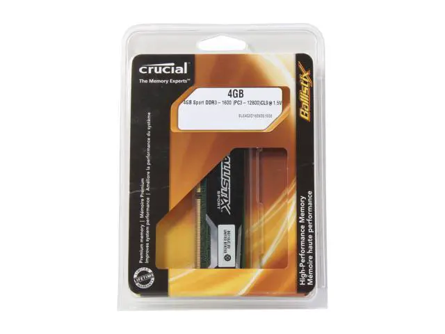 Alt view image 3 of 4 - Ballistix Sport 4GB DDR3 1600 (PC3 12800) Desktop Memory Model BLS4G3D1609DS1S00