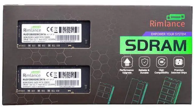 Main image of Rimlance 16GB (2X8GB) 1.5V DDR3 1600MHZ PC3-12800 UDIMM 2RX8