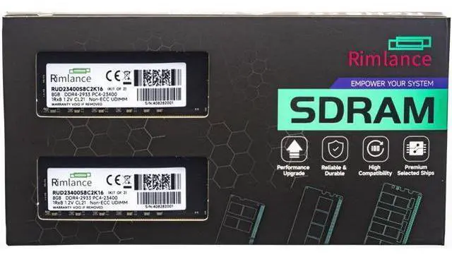 Main image of Rimlance 16GB (2X8GB) 1.2V DDR4 2833MHZ PC4-23400 UDIMM 1RX8 Desktop Memory