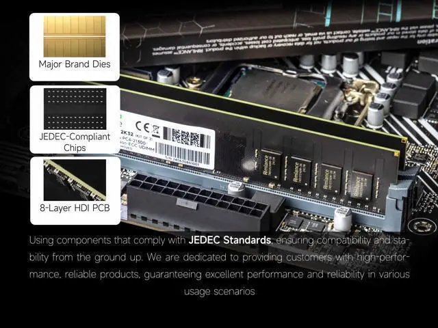Alt view image 4 of 6 - Rimlance 16GB (2X8GB) 1.2V DDR4 2833MHZ PC4-23400 UDIMM 1RX8 Desktop Memory