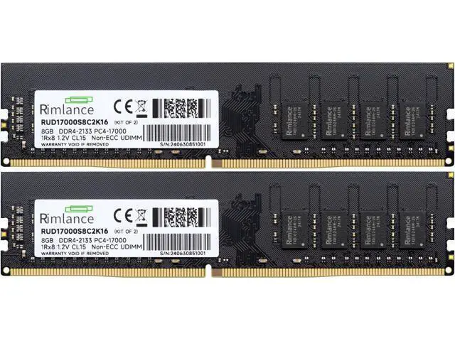 Alt view image 2 of 6 - Rimlance 16GB (2X8GB) 1.2V DDR4 2133MHz PC4-17000 UDIMM 1RX8 Desktop Memory